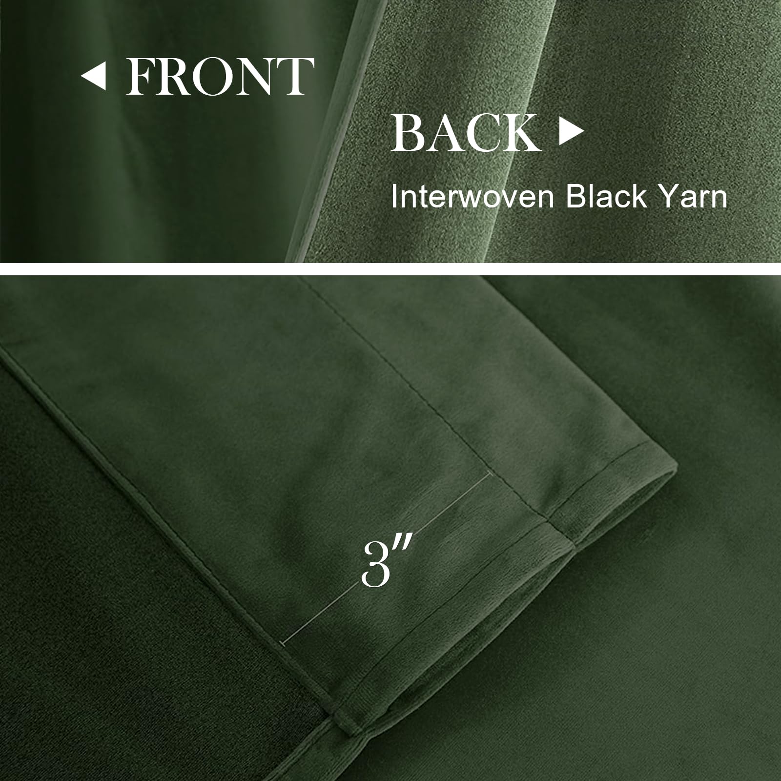 Lazzzy Green Velvet Curtain Thermal Insulated Curtains 90 Inch Long Drapes For Bedroom Living Room Darkening Window Treatments Rod Pocket, Set Of 2, Moss Green