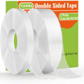Yuumea Double Sided Tape, Nano Mounting Tape Heavy Duty (2 Sizes, Total 400 Inches), Clear Two Sided Wall Tape, Removable Pictur