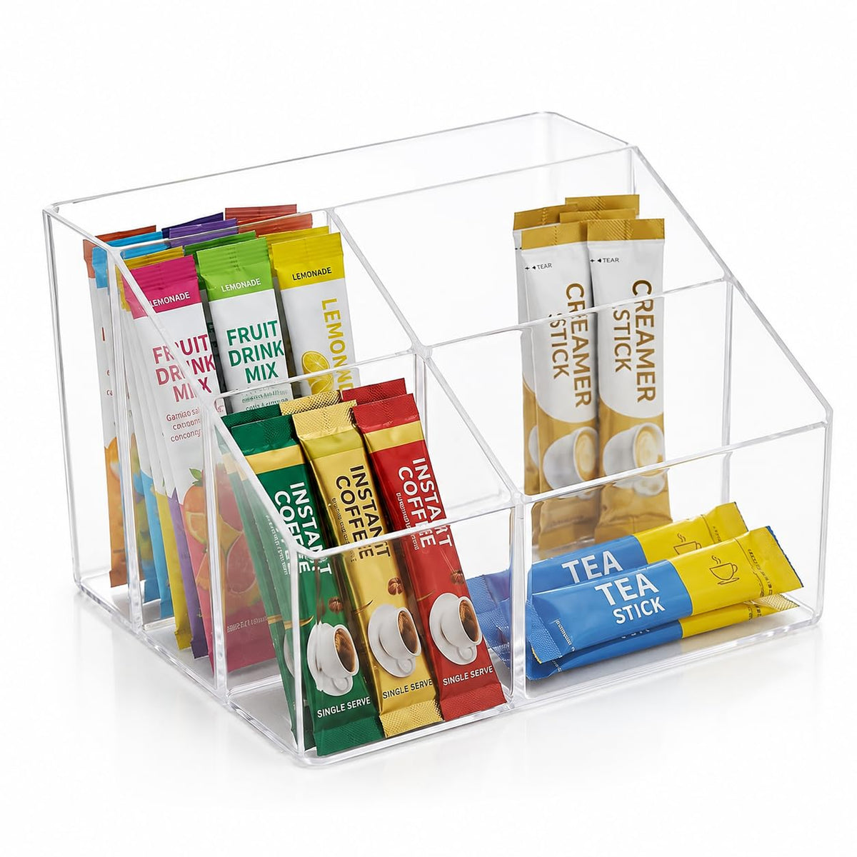 Drink Packet Organizer, Lolytama 5Slot Clear Acrylic Drink Mix Holder