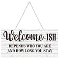 Funny Welcome Sign Front Door Sign Welcome-ish Hanging Sign 12 x 6 Inch, Rustic Welcome Wall Decor Farmhouse Door Decor for Home