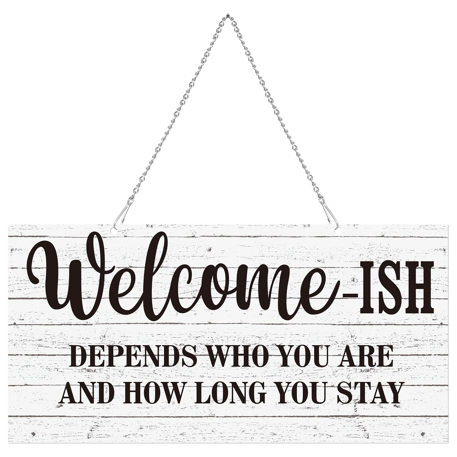 Funny Welcome Sign Front Door Sign Welcome-ish Hanging Sign 12 x 6 Inch, Rustic Welcome Wall Decor Farmhouse Door Decor for Home