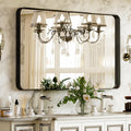 VooBang Bathroom Mirror 24x32 inch, Black Gorgeous Deep Frame Wall Mirror, Modern Round Corner Bathroom Vanity Mirror for Bedroo