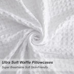 Phf Ultra Soft Waffle Weave Pillowcases King Size 20' X 36' 2 Pack, No Insert, Breathable Skin-Friendly Pillow Shams, Decorative Waffle Weave Pillow Case Covers, White