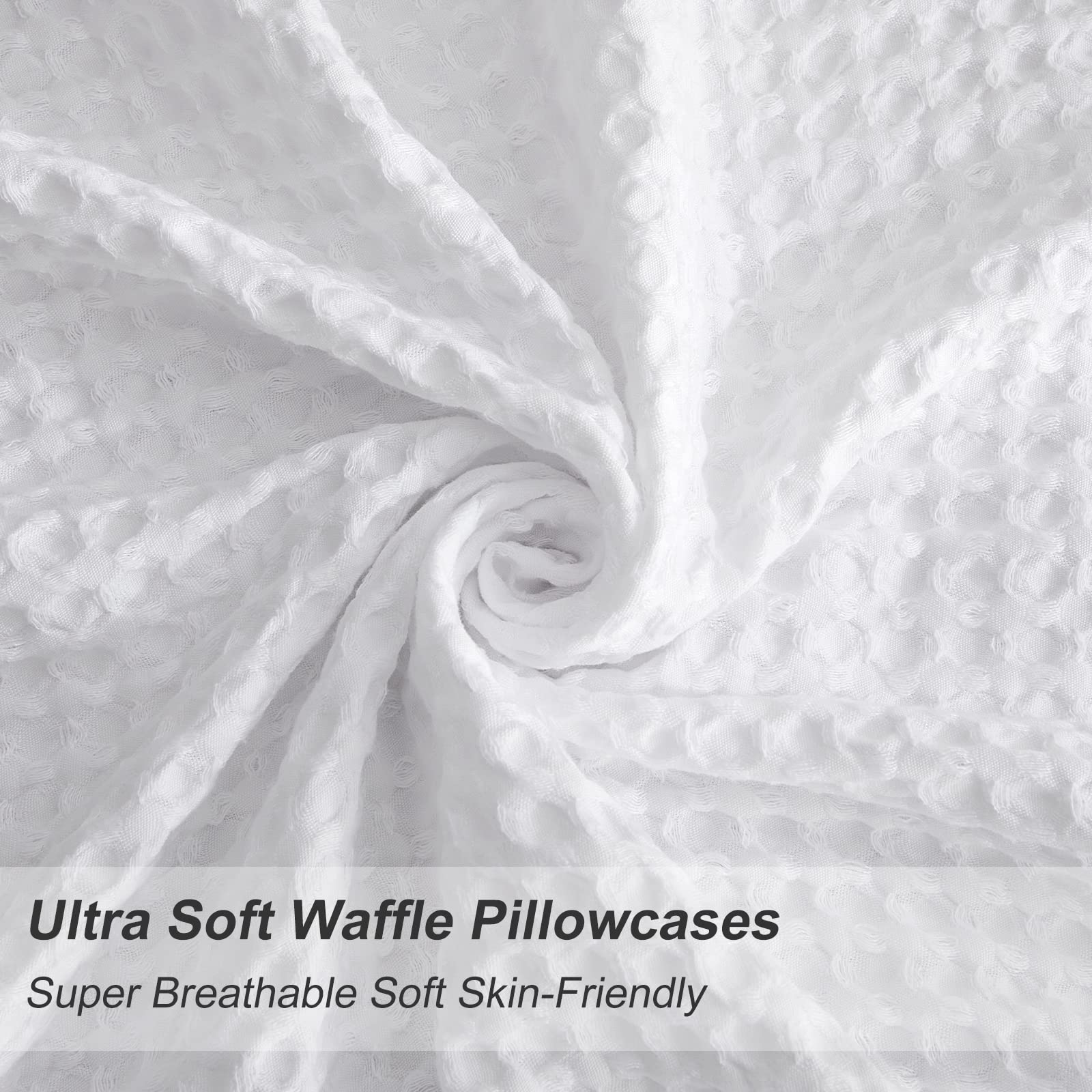 Phf Ultra Soft Waffle Weave Pillowcases King Size 20' X 36' 2 Pack, No Insert, Breathable Skin-Friendly Pillow Shams, Decorative Waffle Weave Pillow Case Covers, White