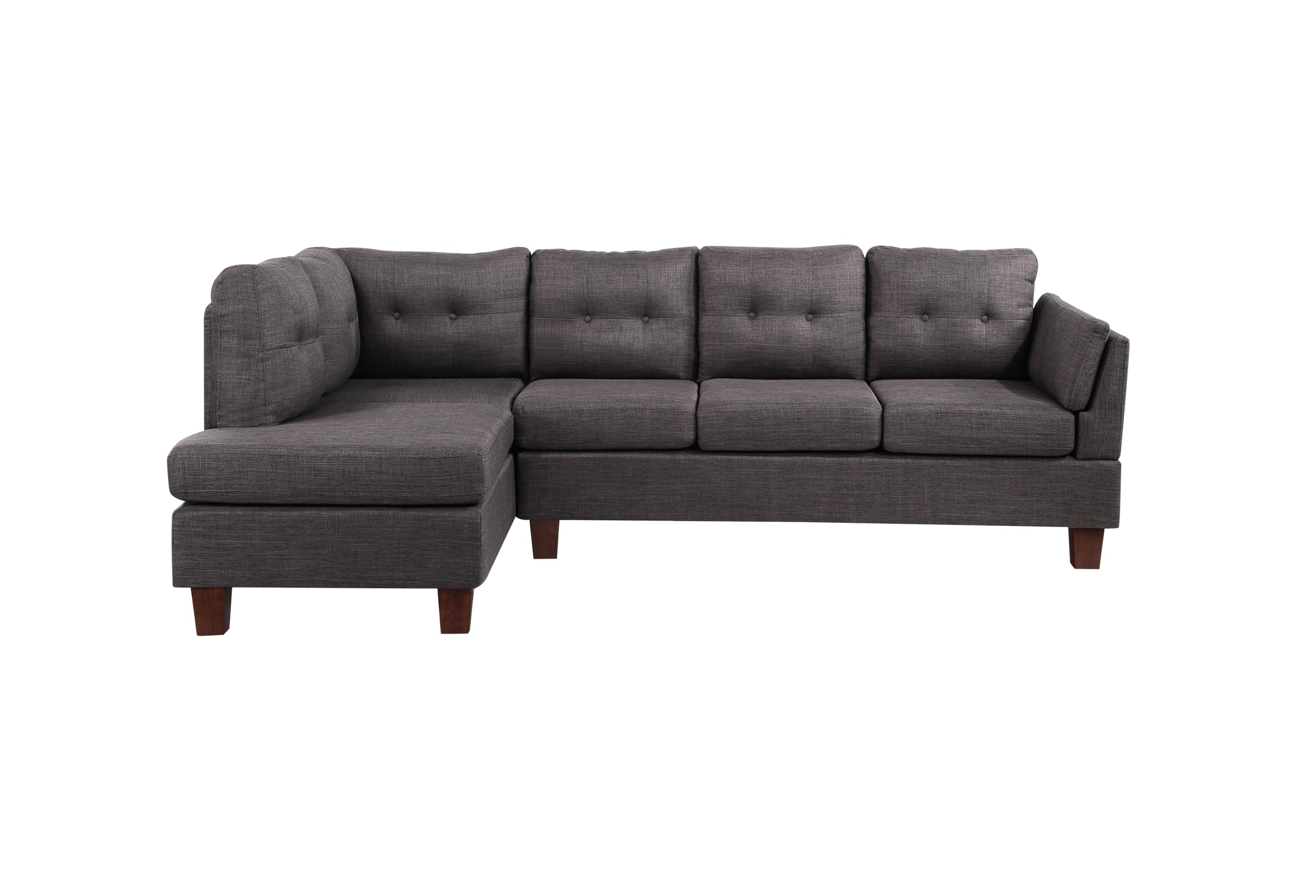 Dalia 97' W Dark Gray Linen Modern Sectional Sofa with Left Facing Chaise
