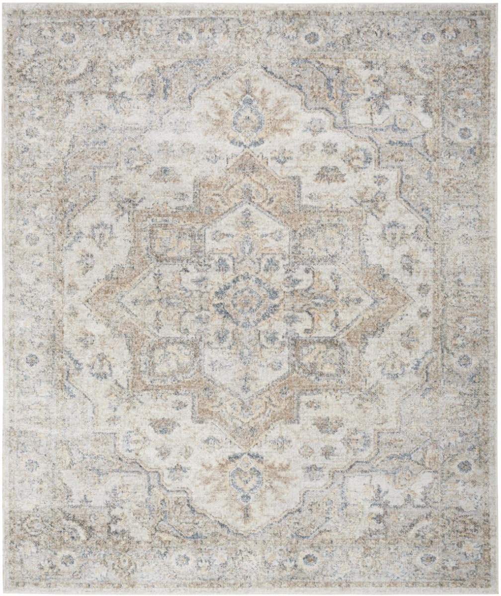 HomeRoots 521788 8 x 10 ft. Silver Oriental Power Loom Washable Rectangle Area Rug