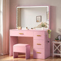 YITAHOME Makeup Vanity Desk with LED Lights: 35 Large Mirror with Power Outlets, 4 Drawers & Stool, Adjustable Lighting Dressing