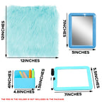 S-SNAIL-OO Locker Accessories Kit Magnetic Mirror Whiteboard Mini Rug Organizer Blue PVC