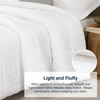 Quataly White Full Comforter Set - 3 Pieces Seersucker Lightweight Bedding Comforter Sets (1 Soft Fluffy Comforter & 2 Pillowcas