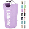 SweetMemo Large Laundry Basket, Laundry Hamper Bag with Handles, 95L Purple