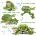 Tezituor Giant Realistic Frog Stuffed Animal Plush Toy, 20.5    Large Mommy Frog With 4 Babies Pillow Gifts For Boys Girls