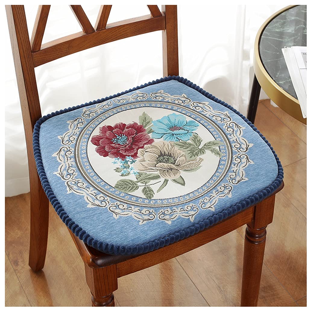 Ghjl 2 Pack European Style Chair Cushion,Kitchen Dining Chair Pad,Floral Seat Cushion With Tie,Washable, Indoor, Dining Living R