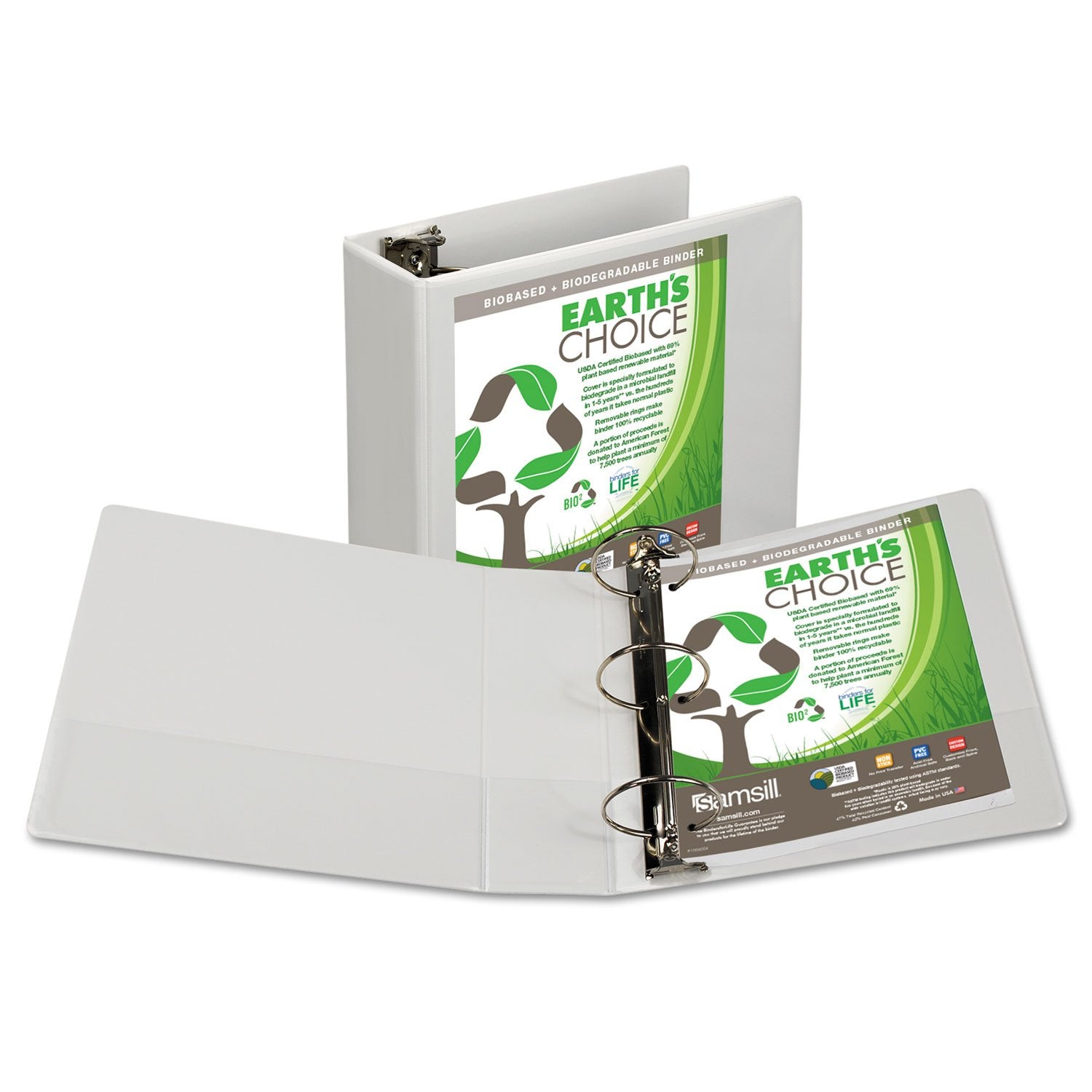 Samsill 18997 Earth'S Choice Biobased + Biodegradable Round Ring View Binder 4-Inch Cap White