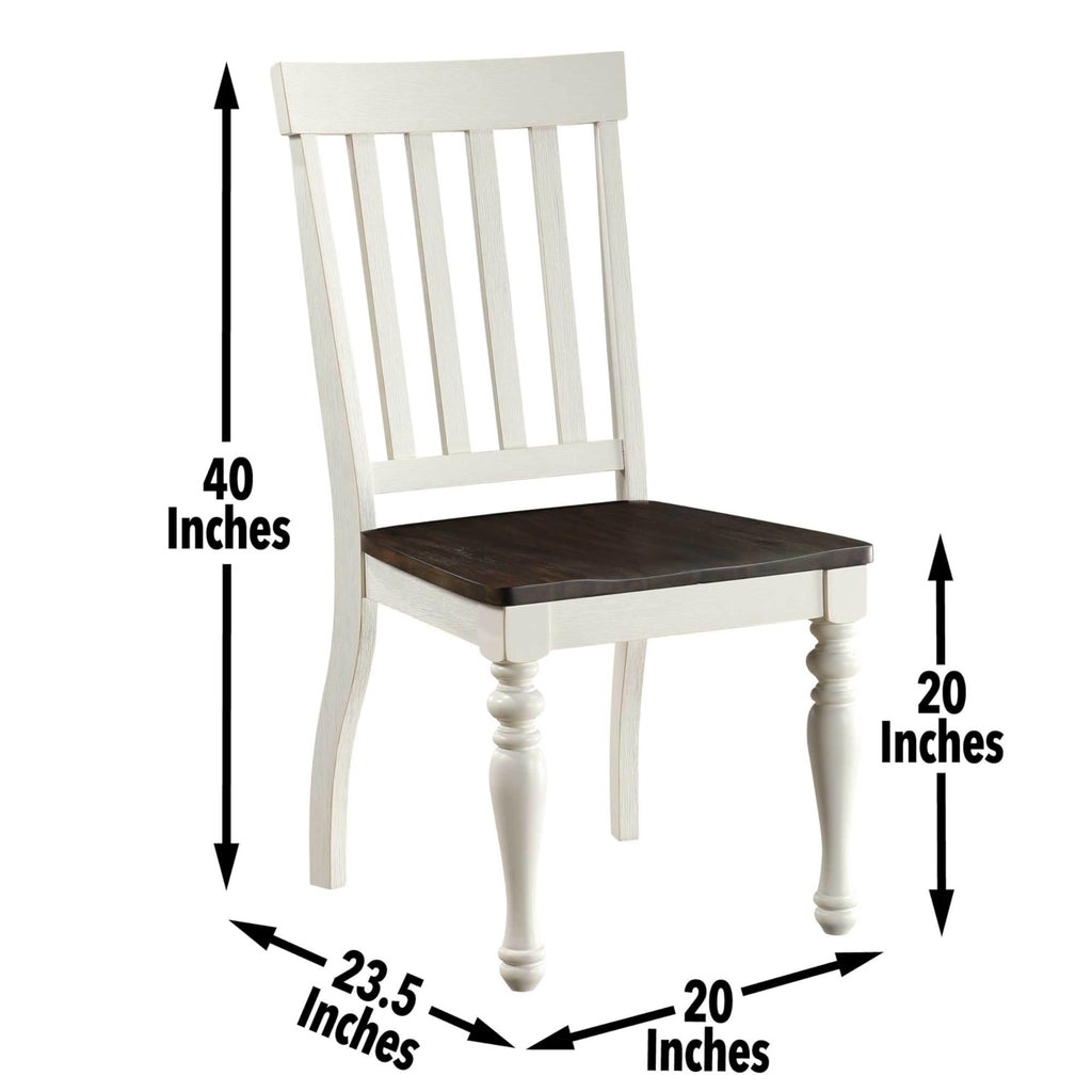 Steve Silver Furniture Joanna Farmhouse Turned Legs, Wire-Brushed Two-Tone Ivory and Mocha Finish, Crafted from Asian Hardwood Solids, Set of 2 Dining Chair, White