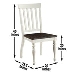 Steve Silver Furniture Joanna Farmhouse Turned Legs, Wire-Brushed Two-Tone Ivory and Mocha Finish, Crafted from Asian Hardwood Solids, Set of 2 Dining Chair, White