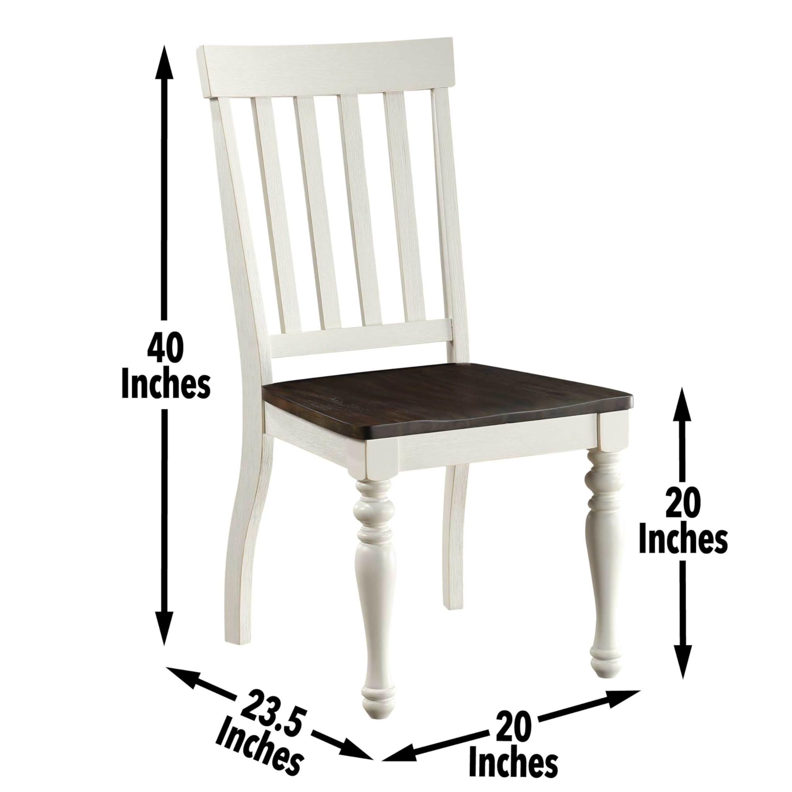 Steve Silver Furniture Joanna Farmhouse Turned Legs, Wire-Brushed Two-Tone Ivory and Mocha Finish, Crafted from Asian Hardwood Solids, Set of 2 Dining Chair, White
