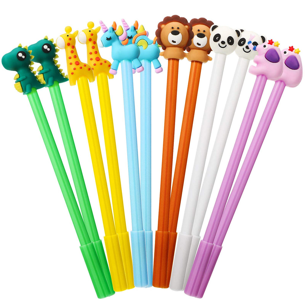 Zonon Cute Cartoon Gel Ink Pens Cartoon Animal Writing Pens 0.5 Mm Assorted Styles Pens Stationery For Office Present, 8 Styles(