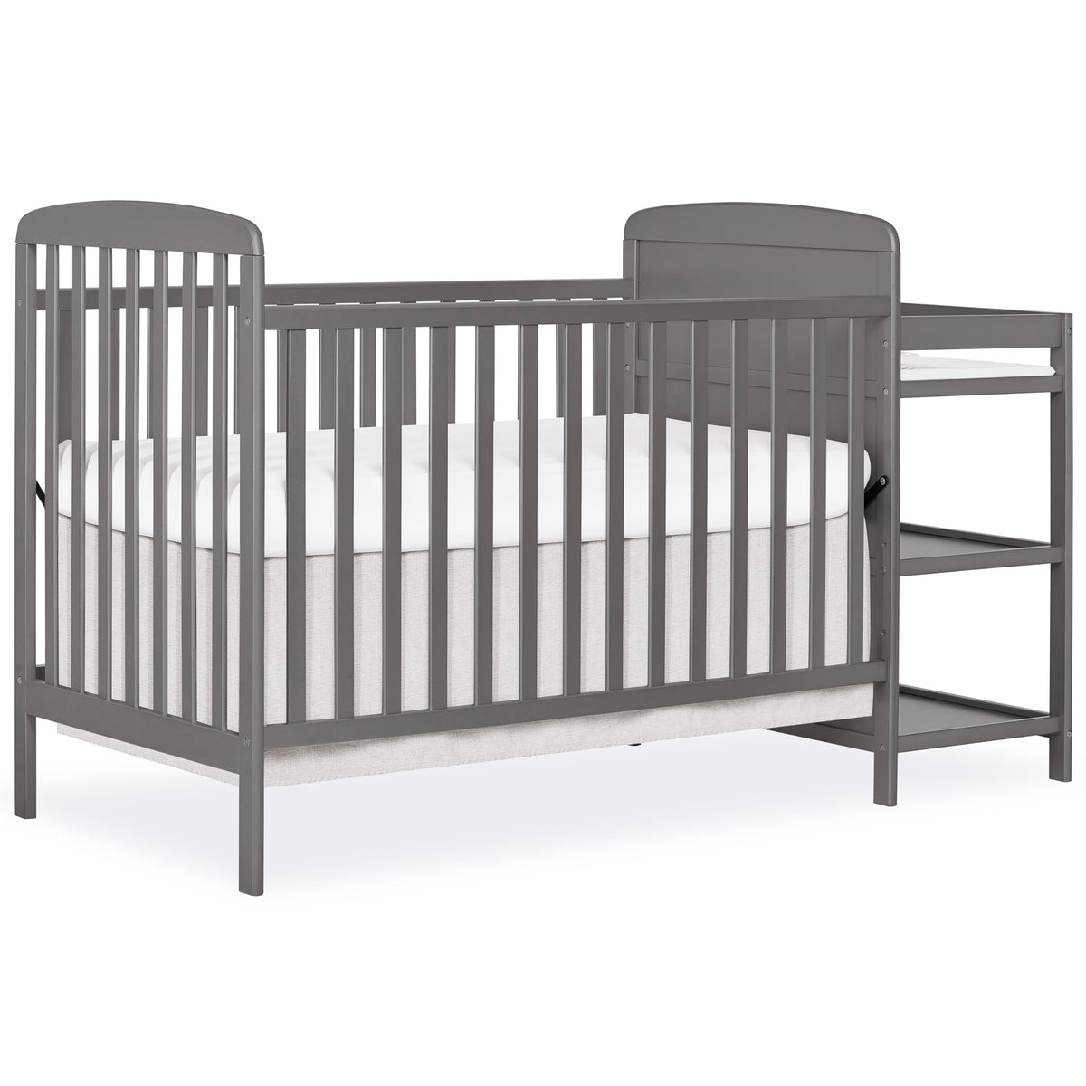 Dream On Me Anna 3-in-1 Full-Size Crib and Changing Table Combo in Steel Grey, Greenguard Gold Certified, Non-Toxic Finishes, In