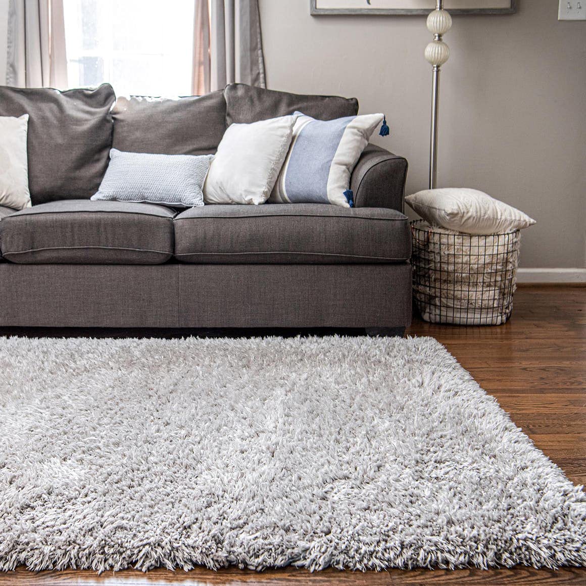Rugs.com Infinity Collection Solid Shag Area Rug 8 x 10 Ash Shag Rug Perfect for Living Rooms, Large Dining Rooms, Open Floorp