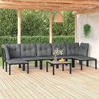 vidaXL 8 Piece Patio Lounge Set - Black and Gray - Weather-Resistant Poly Rattan with Powder-Coated Steel Frame - Includes Table and Footstool - Modern Design for Gardens and Outdoors