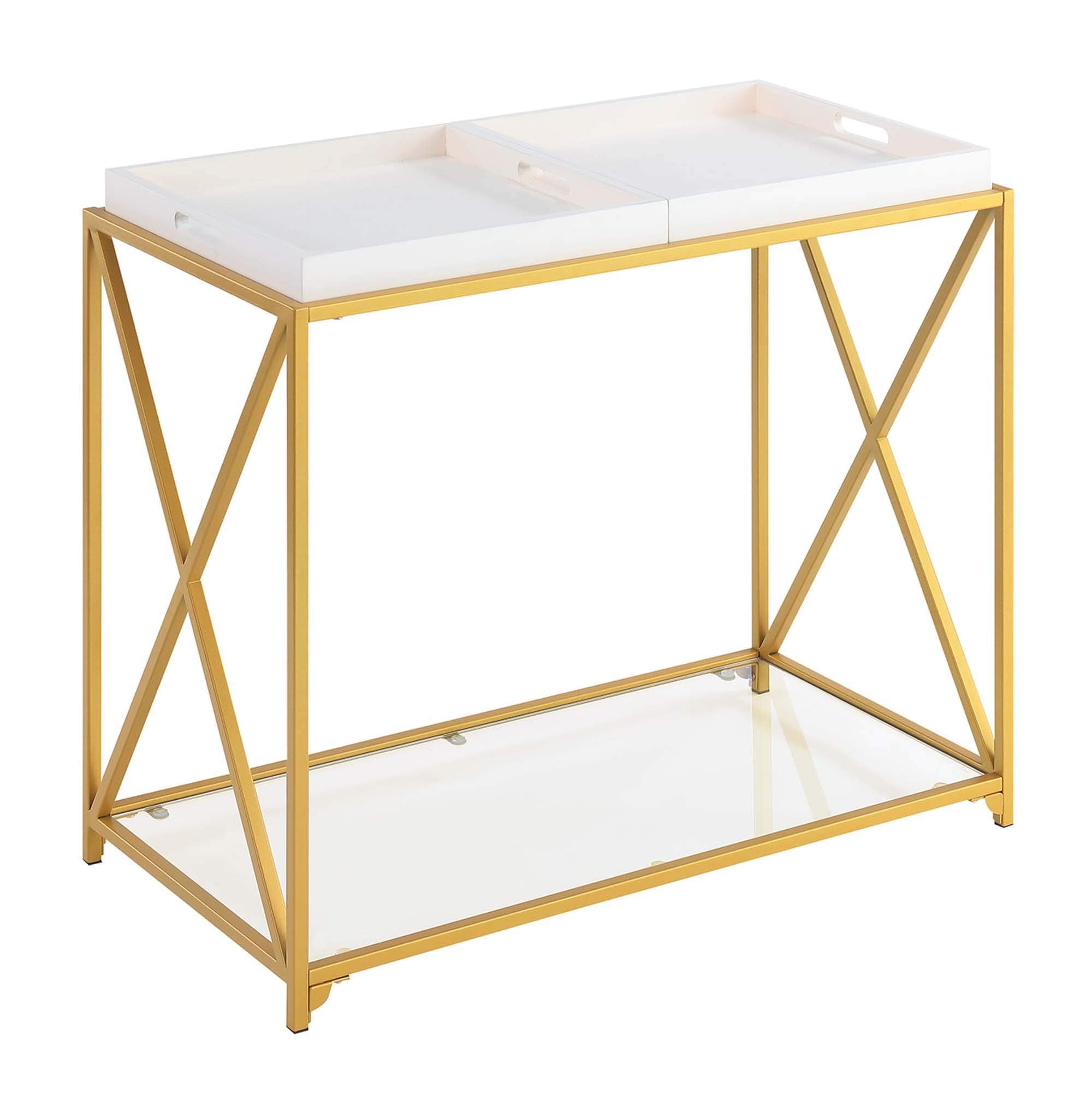 Convenience Concepts St. Andrews Console Table, White / Gold