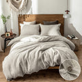 Simple&Opulence 100% Linen Duvet Cover Set, 3 Pieces Belgian Flax Breathable Bedding, 1 Comforter Cover+2 Pillowshams With Cocon