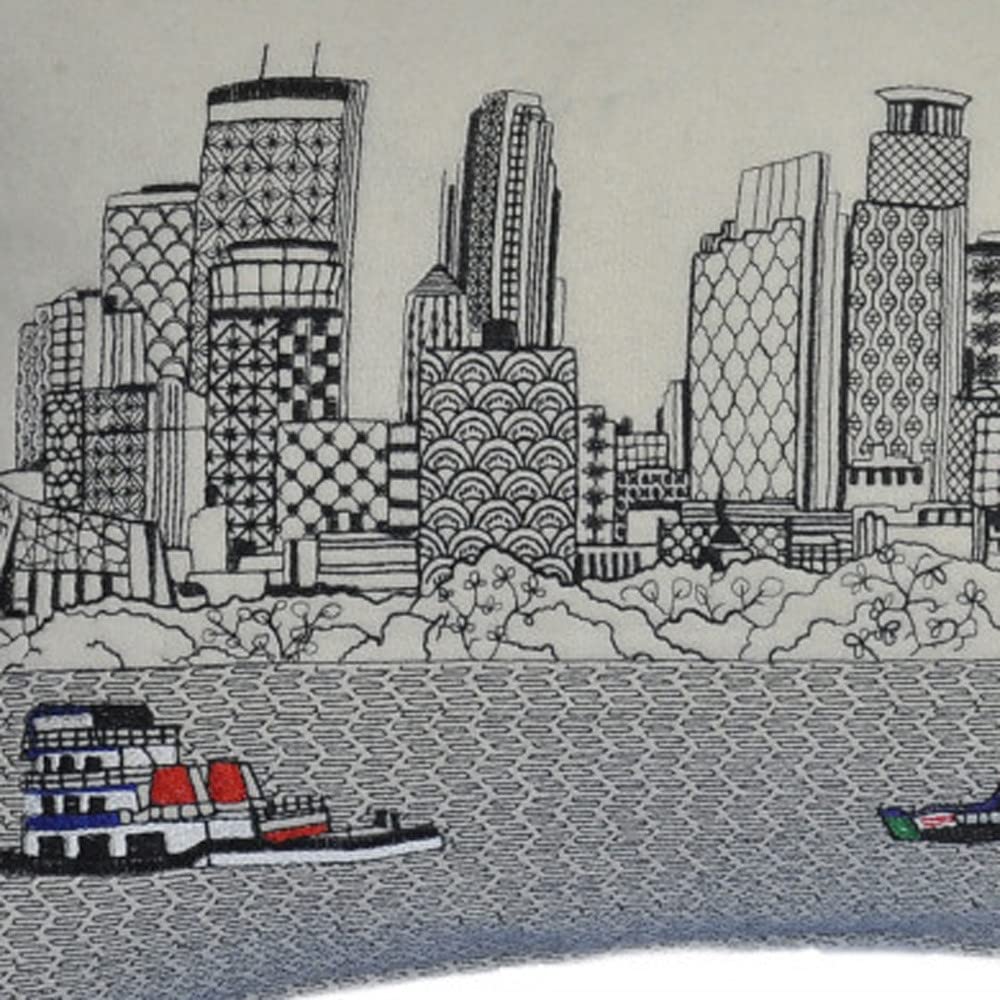 HomeRoots Cream 24' White Minneapolis Daylight Skyline Lumbar Decorative Pillow