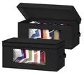 SLEEPING LAMB Stackable Hat Organzier for Baseball Caps, 2 PCS Hat Storage Boxes for Closet Hold 30 Caps with Cardboard, Black