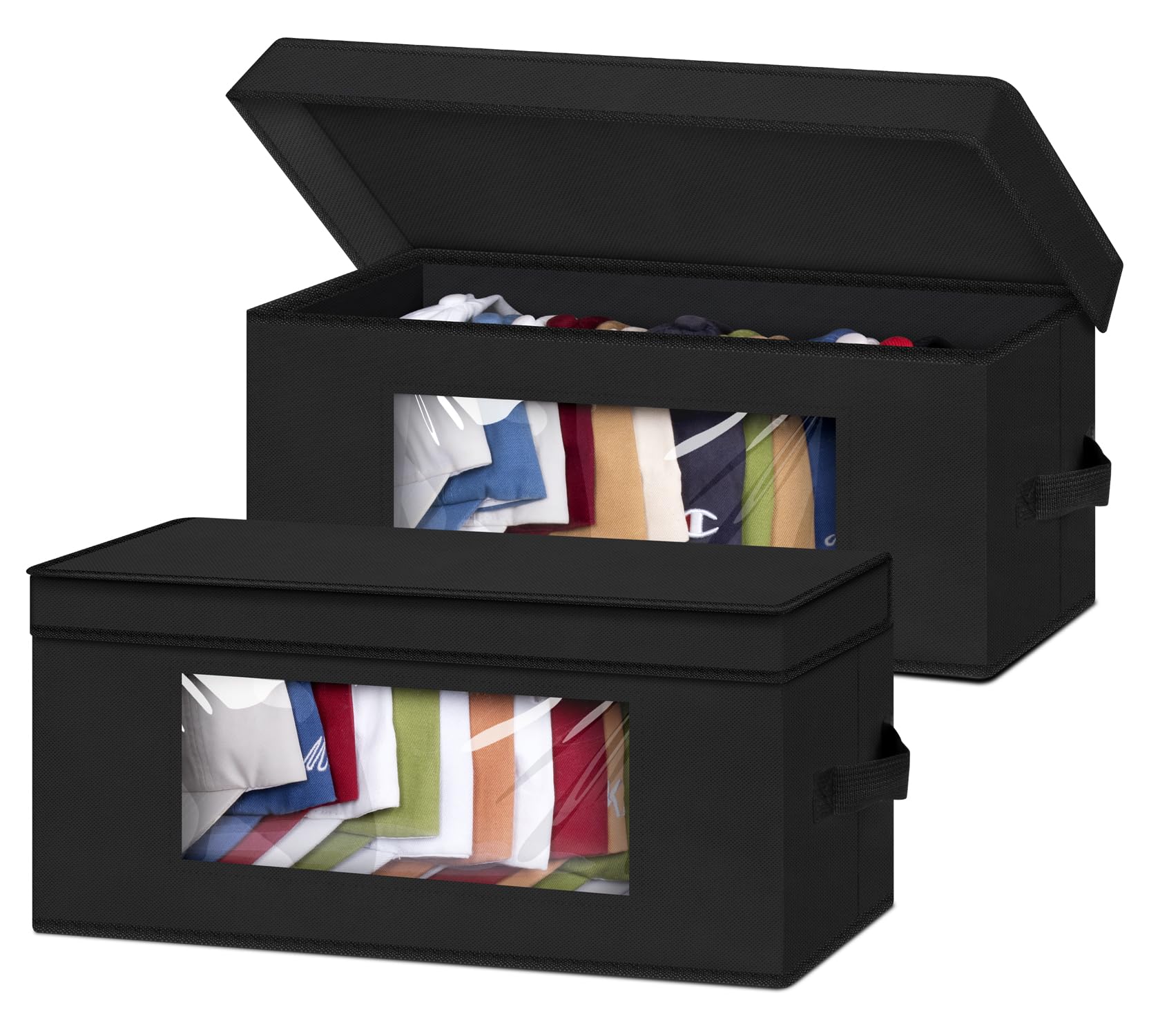 SLEEPING LAMB Stackable Hat Organzier for Baseball Caps, 2 PCS Hat Storage Boxes for Closet Hold 30 Caps with Cardboard, Black