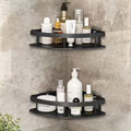 Ellenbarrie Corner Shelf Organiser, Wall Mounted No Drill, Aluminium, Black Self Adhesive (Pack Of 2)