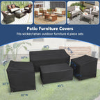 Startwo Patio Furniture Covers 4 Piece Set, Heavy Duty Waterproof Outdoor Furniture Cover For Rattan Wicker Conversation Set, Black
