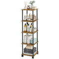 FONHAYE 5Tier 50.4 Tall Rustic Brown Bathroom Shelving Unit with Wheels