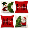 4Th Emotion Red Christmas Pillow Covers 20X20 Set Of 4 Farmhouse Christmas Decorations Snowman Wreath Santa Claus Tree Merry Chr