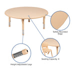 Flash Furniture Wren 45" Round Natural Plastic Height Adjustable Activity Table
