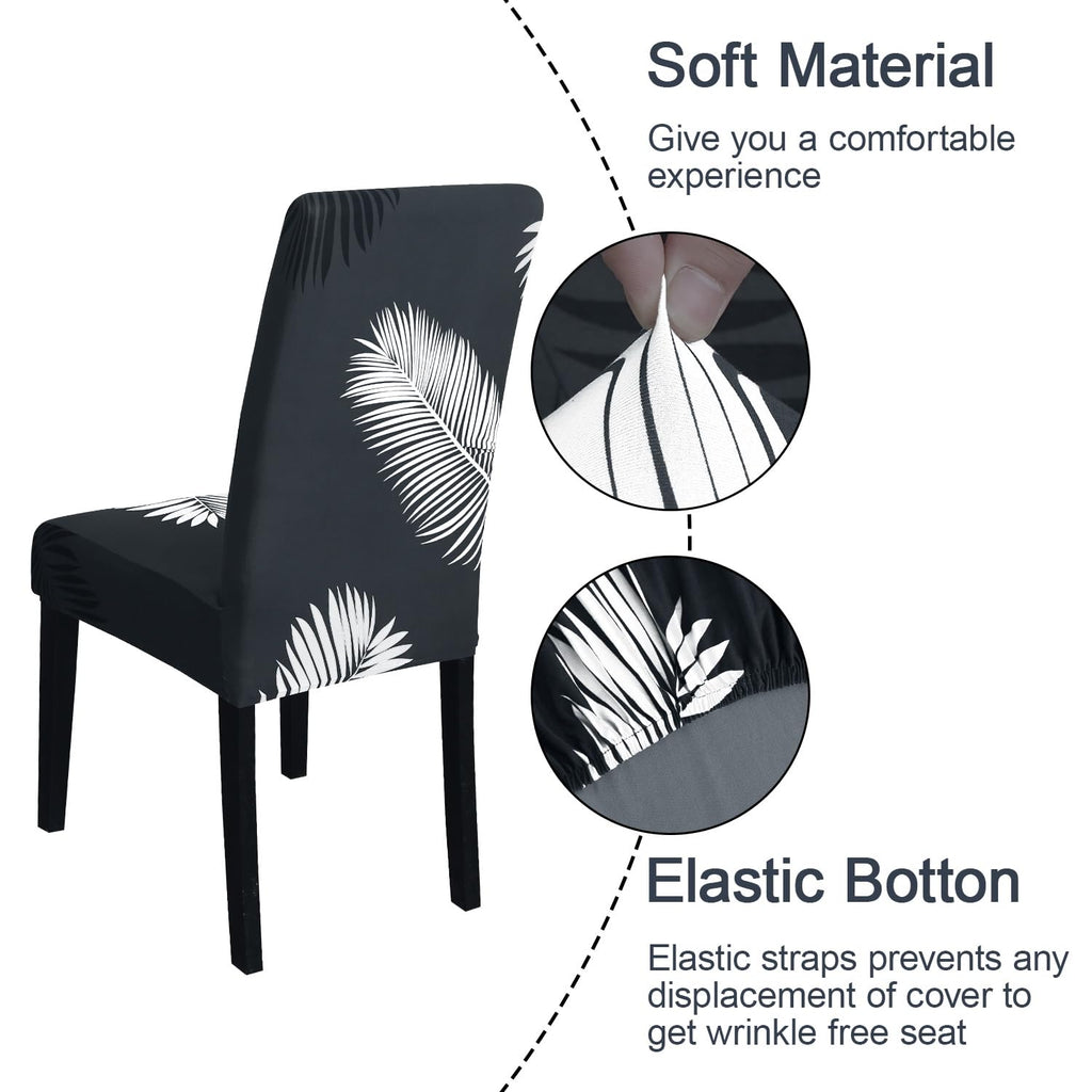 Jqinhome Chair Covers For Dining Room Set Of 6, High Stretch Removable Washable Parsons Chair Slipcover For Home Party Hotel Wedding Ceremony (Plume Black,6Pcs)
