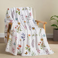 Bestraily Floral Flower Throw Blanket Botanical Plant Throw Blanket Colorful Flannel Fleece Throw Blanket Watercolor Butterfly C