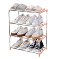 Jucaifu Stackable Small Shoe Rack, Entryway, Hallway and Closet Space Saving Storage and Organization (4-Tier, Pink)
