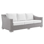 Modway Conway Sunbrella Outdoor Patio Wicker Rattan, Sofa, Light Gray White