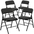 4 Pk. Curved Black Patterned Fabric Upholstered Metal Folding Chair