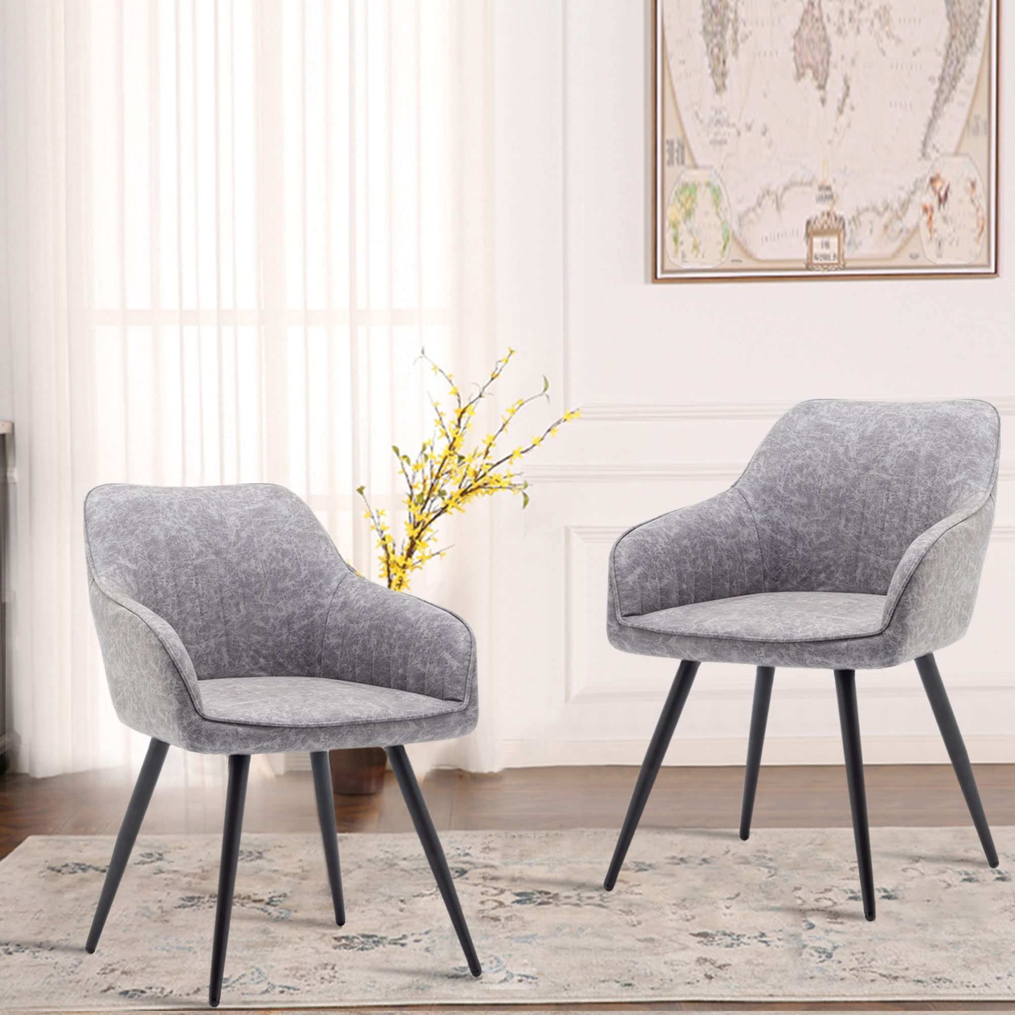 Annjoe Faux Suede Accent Chair Arm Chairs Living Room Chairs Leisure Chair Upholstered Chair With Metal Legs Set Of 2 For Home K