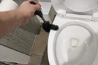 Comfort Rubber Ergonomic Grip Black Toilet Bowl Brush Under Rim Lip Brush And Storage Caddy For Bathroom