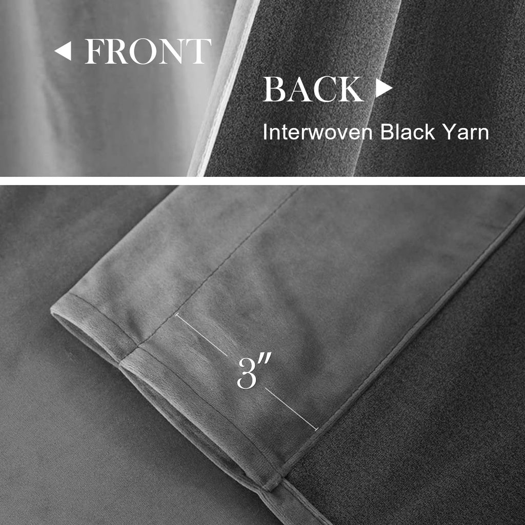 Lazzzy Velvet Grey Blackout Curtains 96 Inches Long Thermal Insulated Drapes For Bedroom Living Room Darkening Window Treatments Rod Pocket 2 Panels, W62 X L96