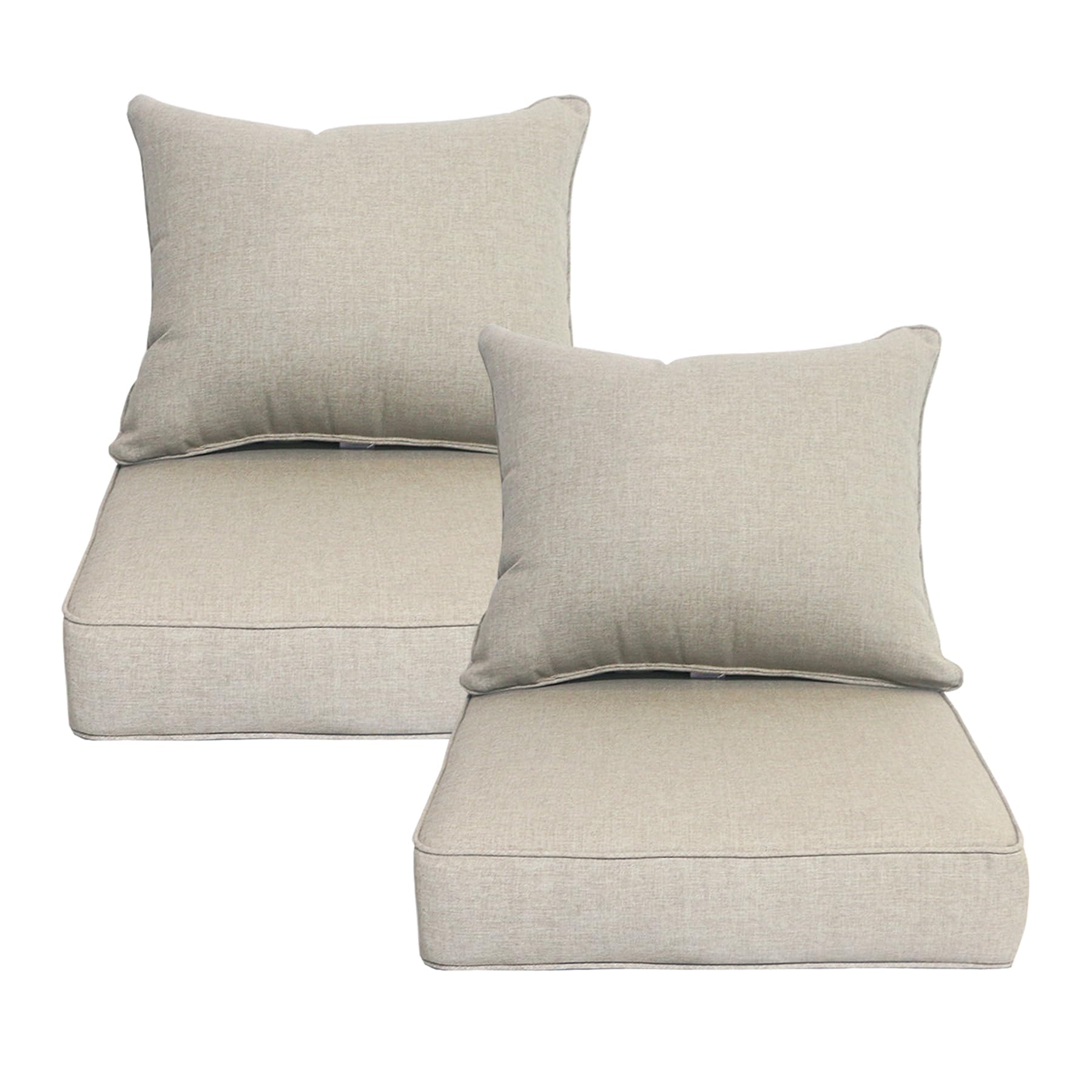 Cozyvida Outdoor/Indoor 24X24 Inch Deep Seat Patio Cushions Set Of 2 Resilient Foam Filling Water Repellent Stain-Resistant Uv R