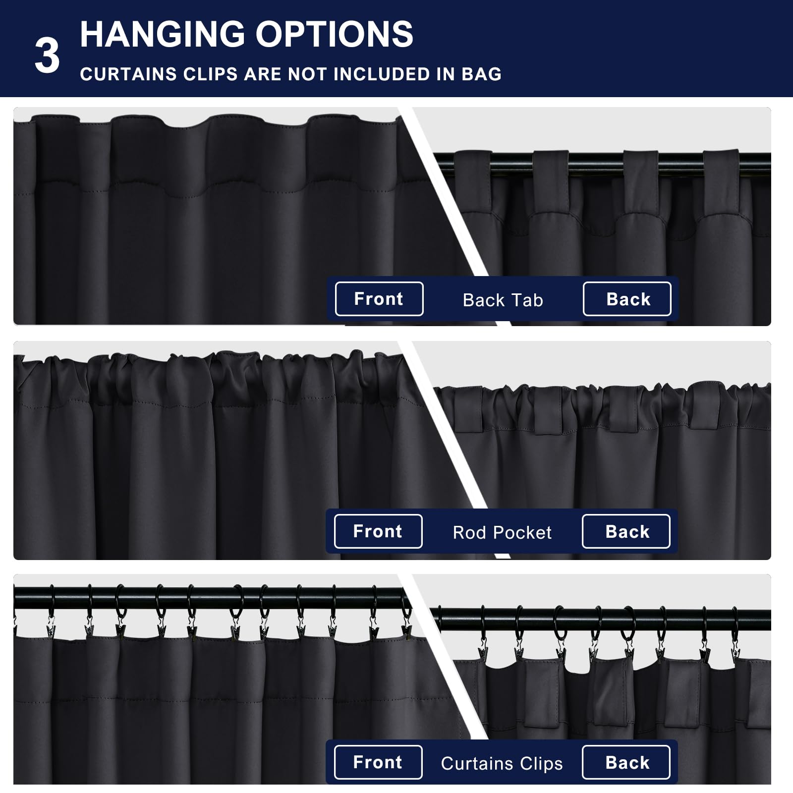 Hiasan Short Black Out Curtains 36 Inch Long, Bathroom Small Window Curtains Rod Pocket & Back Tab Thermal Insulated Halloween D