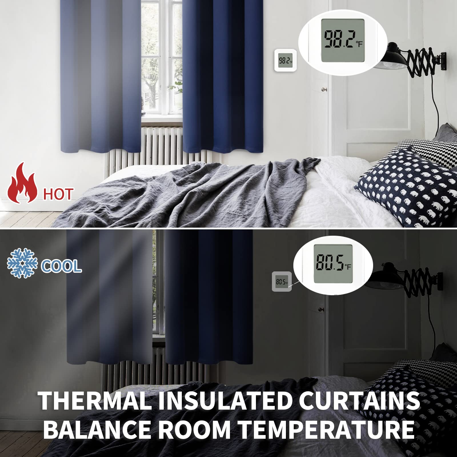 Bgment Blackout Curtains For Bedroom - Grommet Thermal Insulated Room Darkening Curtains For Living Room, Set Of 2 Panels (42 X