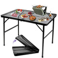 Brian & Dany 3X2 Ft Folding Grill Table Camping Table, Metal Portable Picnic Table, Lightweight Height Adjustable Foldable Table For Outdoor, Black