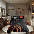 Castle Fairy Basketball Court Print Queen Size Comforter Set,Ball Sports Games Themed Down Alternative Adults Bedroom Decor,Oran