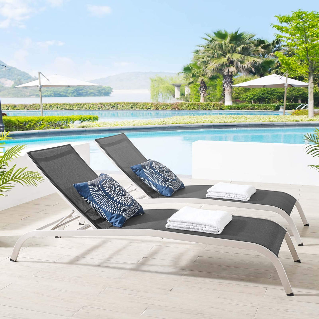 Modway Eei-4005-Blk Savannah Chaise Set, Two Lounge Chair, Black