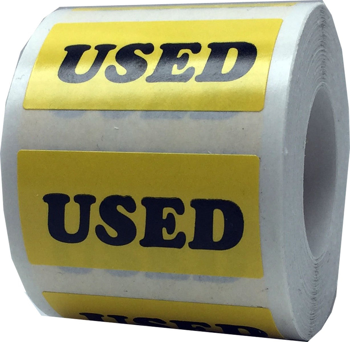 Yellow With Black Used Rectangle Stickers, 3/4 X 1.5 Inches In Size, 500 Labels On A Roll