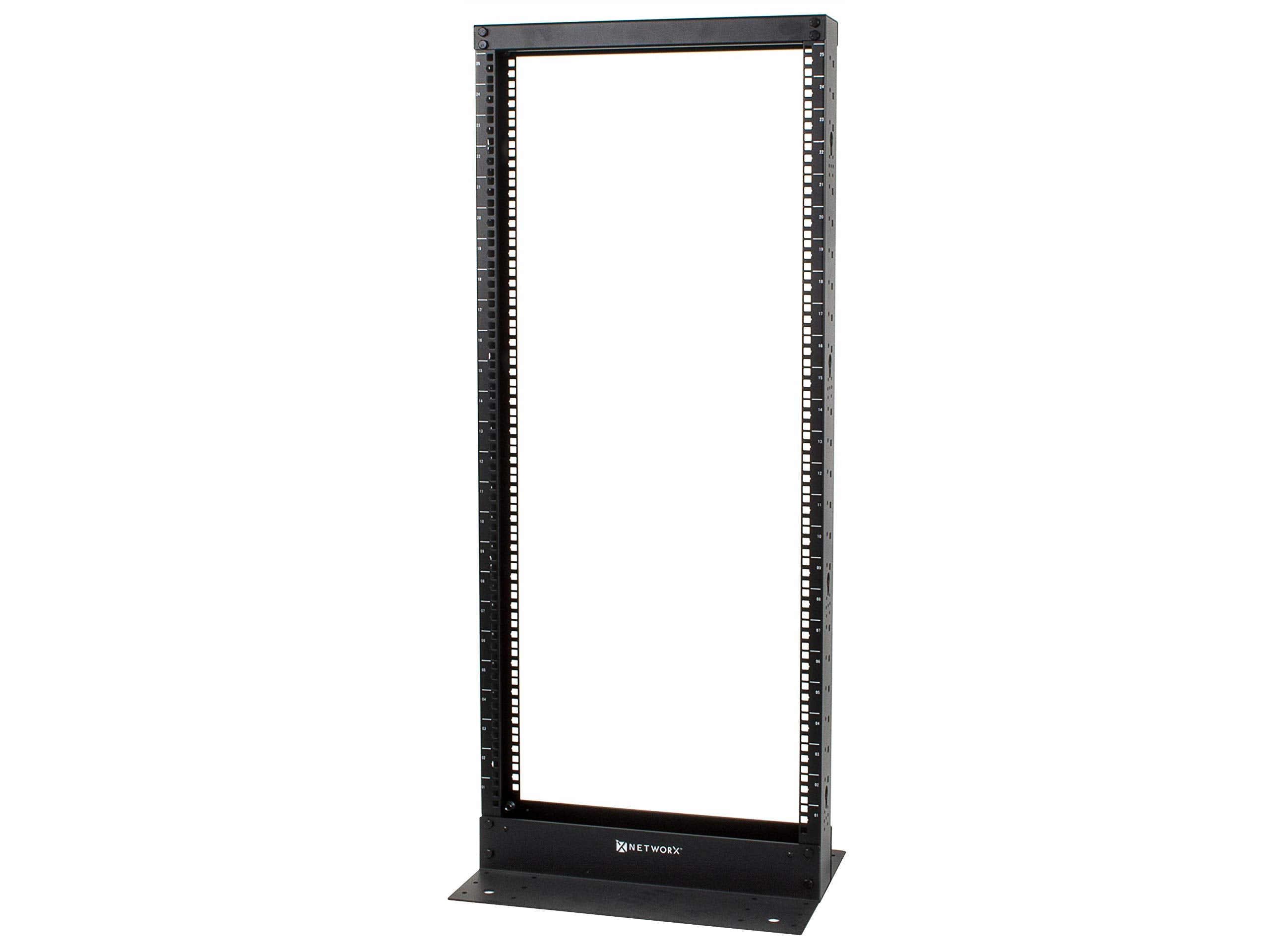 Networx™ Free Standing Open Frame Network Racks (25U, 2 Post - Cage Nuts)